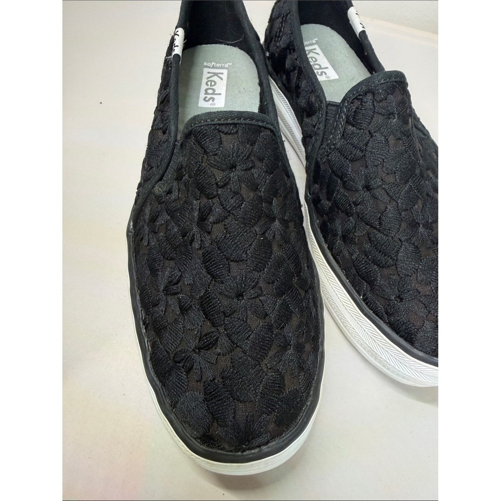 Keds Black Lace Slip-On Platform Sneakers with White Sole - Picture 6 of 6